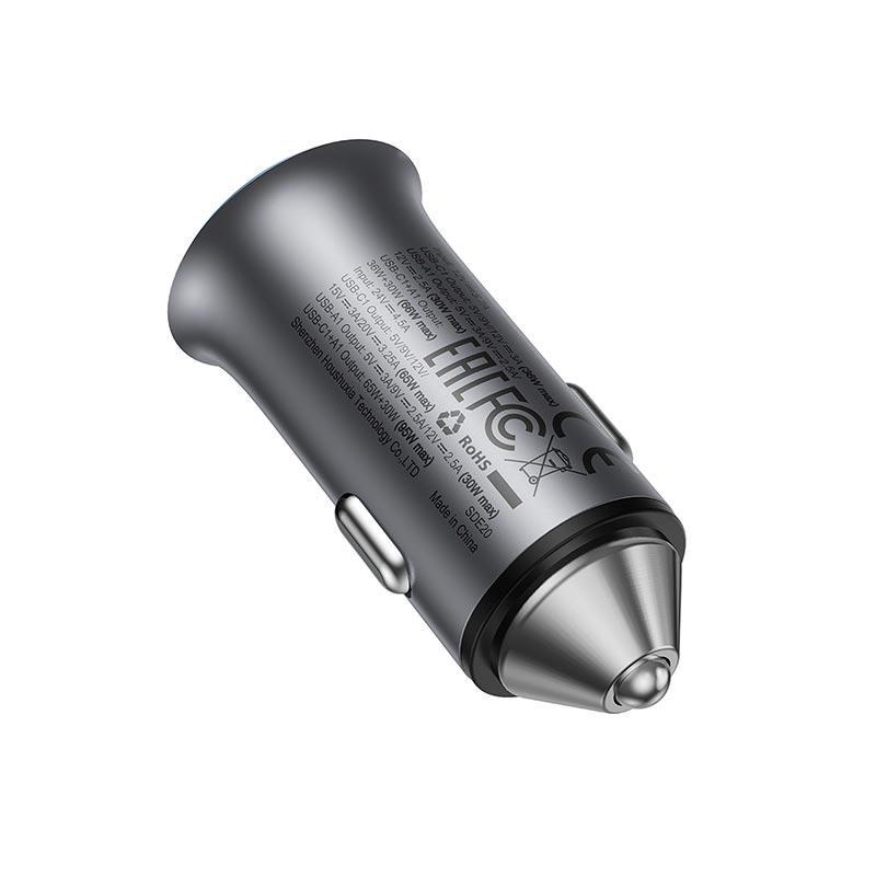 Зарядний пристрій в авто Acefast B16 95 Вт USB-A/USB-C швидка зарядка PD/QC Grey (24464) - фото 4