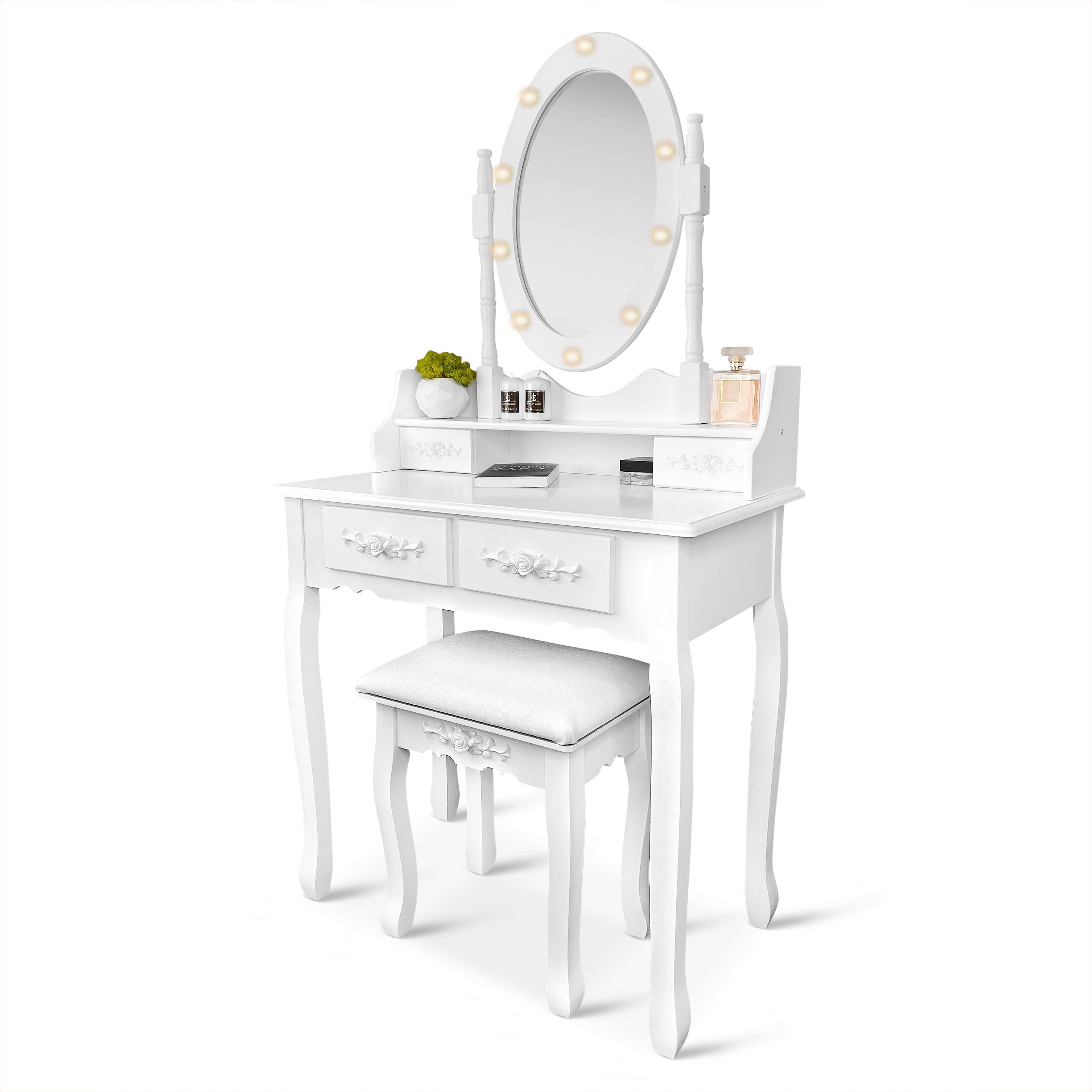 Туалетный столик с зеркалом Homart Tioli с подсветкой и табуретом Белый (9363)