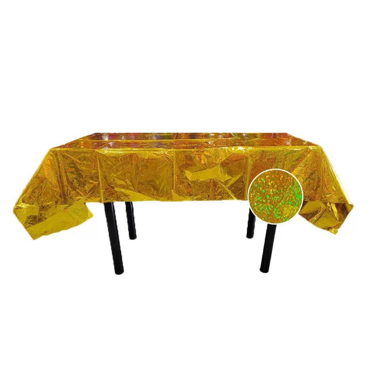 Скатерть клеенка из фольги с голограммой 270x100 см Золотистый (18256/1) - фото 4 Скатерть клеенка из фольги с голограммой 270x100 см Золотистый (18256/1) - фото 4