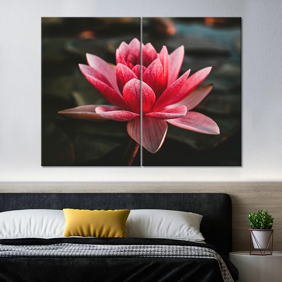 Картина цветы и растения Редкий красный лотос 71x51 см (A1069-2)