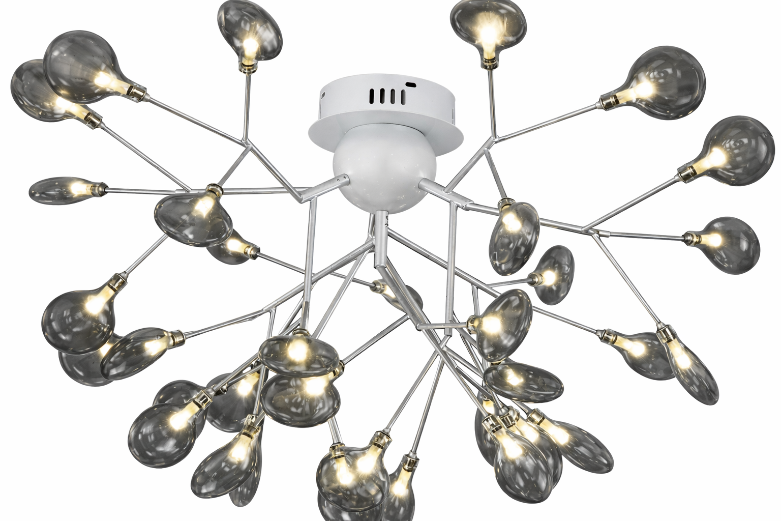 Люстра потолочная на 36 графитовых плафонов-лепестков Белый (H686/36 C WT_801)