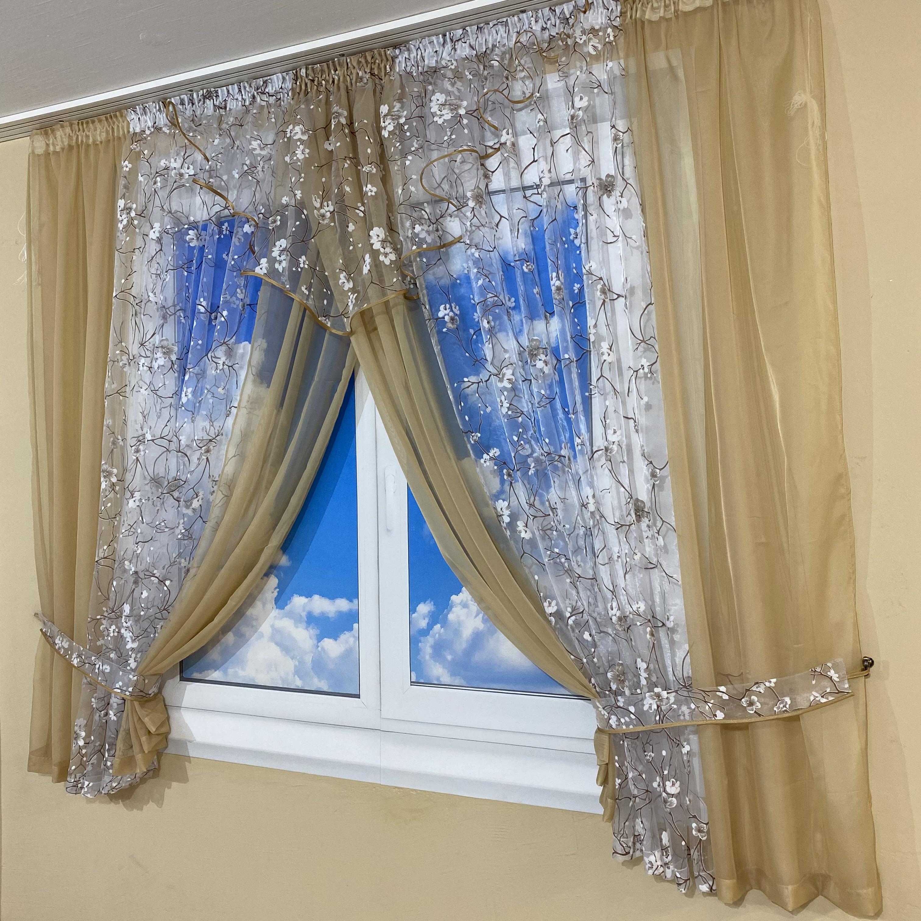 Тюль на кухню TG Home №445 Бежевый (445-25) - фото 2 Тюль на кухню TG Home №445 Бежевый (445-25) - фото 2