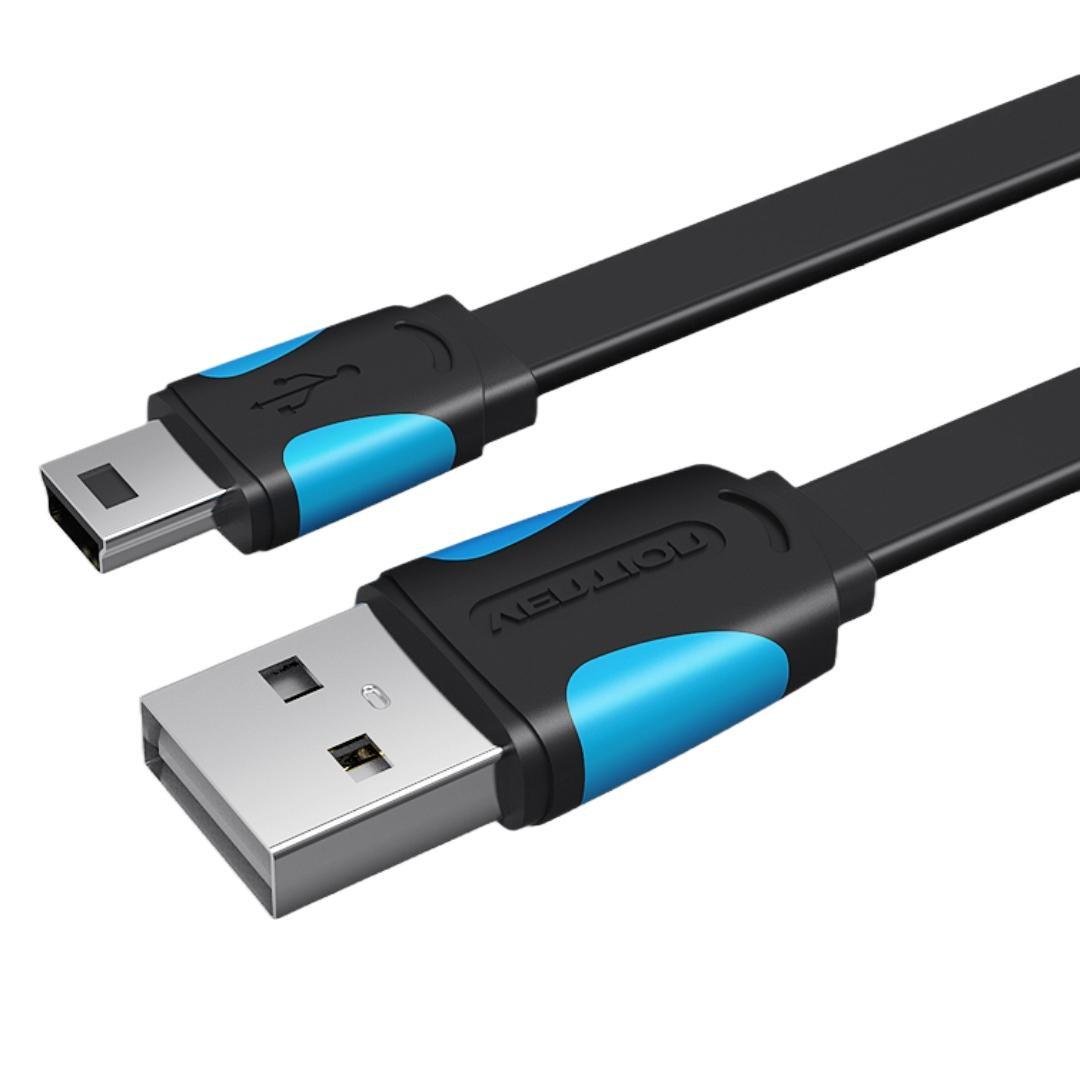 Кабель плоский Vention USB 2.0/Mini USB 1 м Черный (VAS-A14-B100)