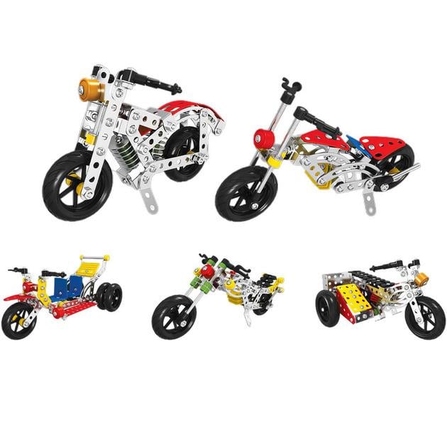 Конструктор в виде металлического мотоцикла из 283 деталей X638-1. - фото 2