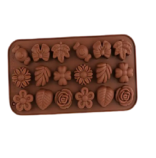 Форма для шоколада и конфет SIL-CHOC-18-FL Цветочная ассорти силиконовая 20,5х10,8 см (34997417)