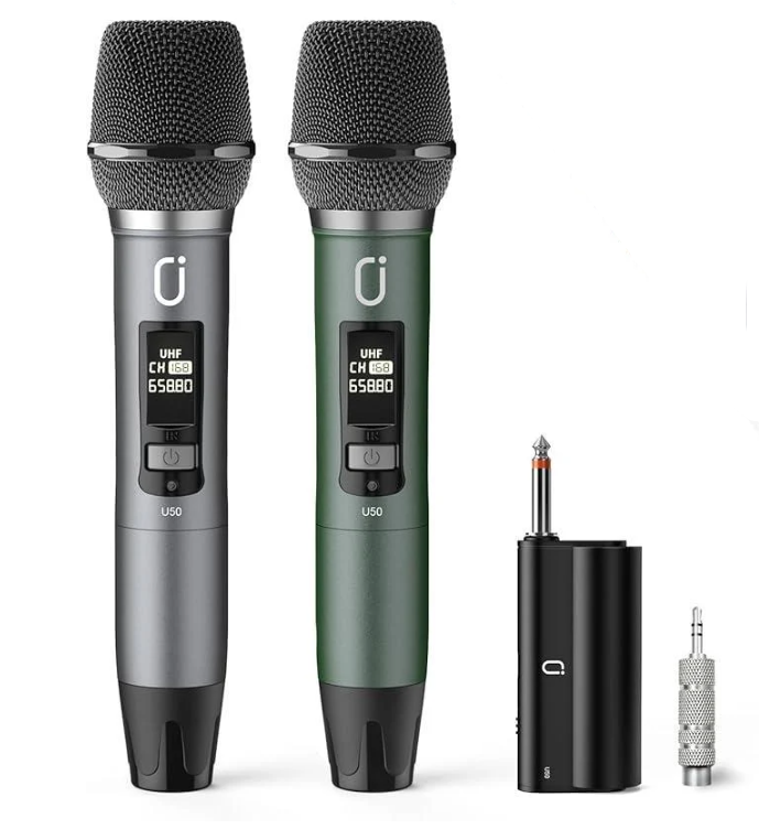 Мікрофони бездротові HW для караоке з приймачем що перезаряджається