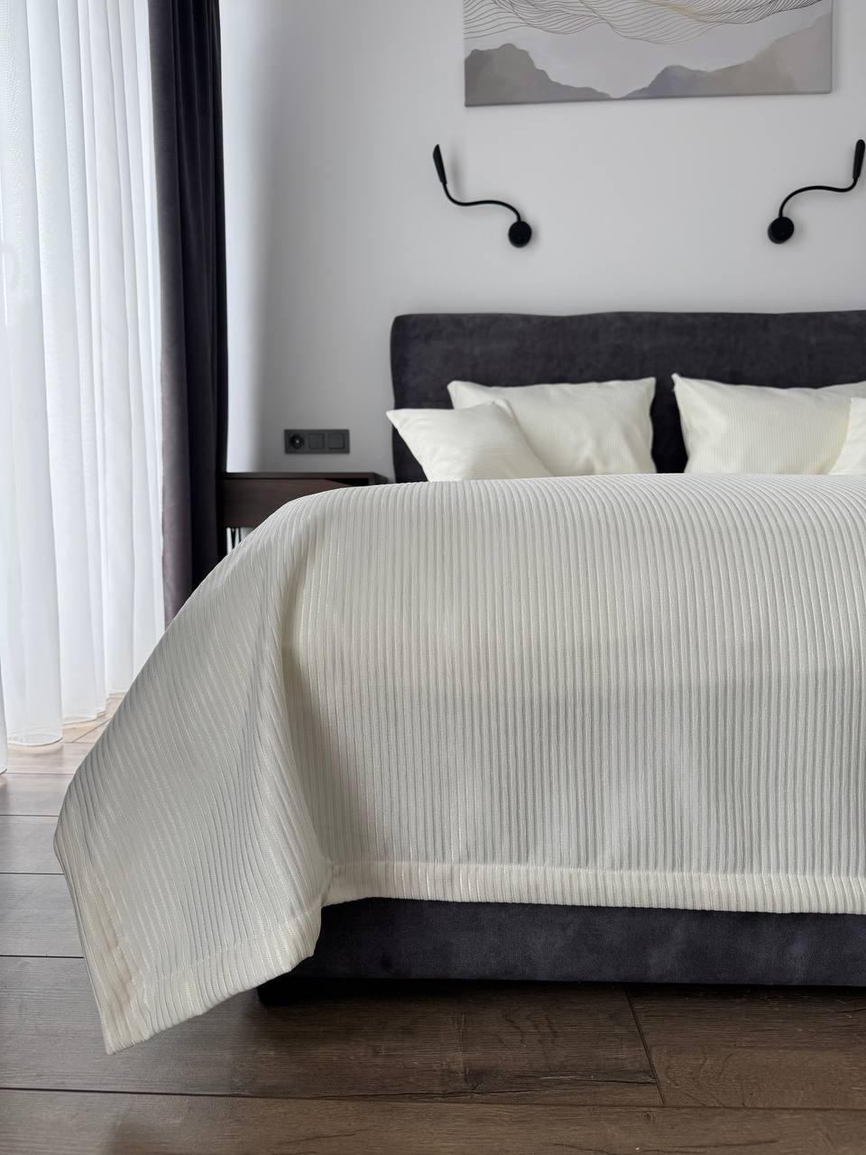 Покрывало с премиальными полосками хлопок 260х250 см Молочный (73901-2-260x250cm) - фото 5 Покрывало с премиальными полосками хлопок 260х250 см Молочный (73901-2-260x250cm) - фото 5