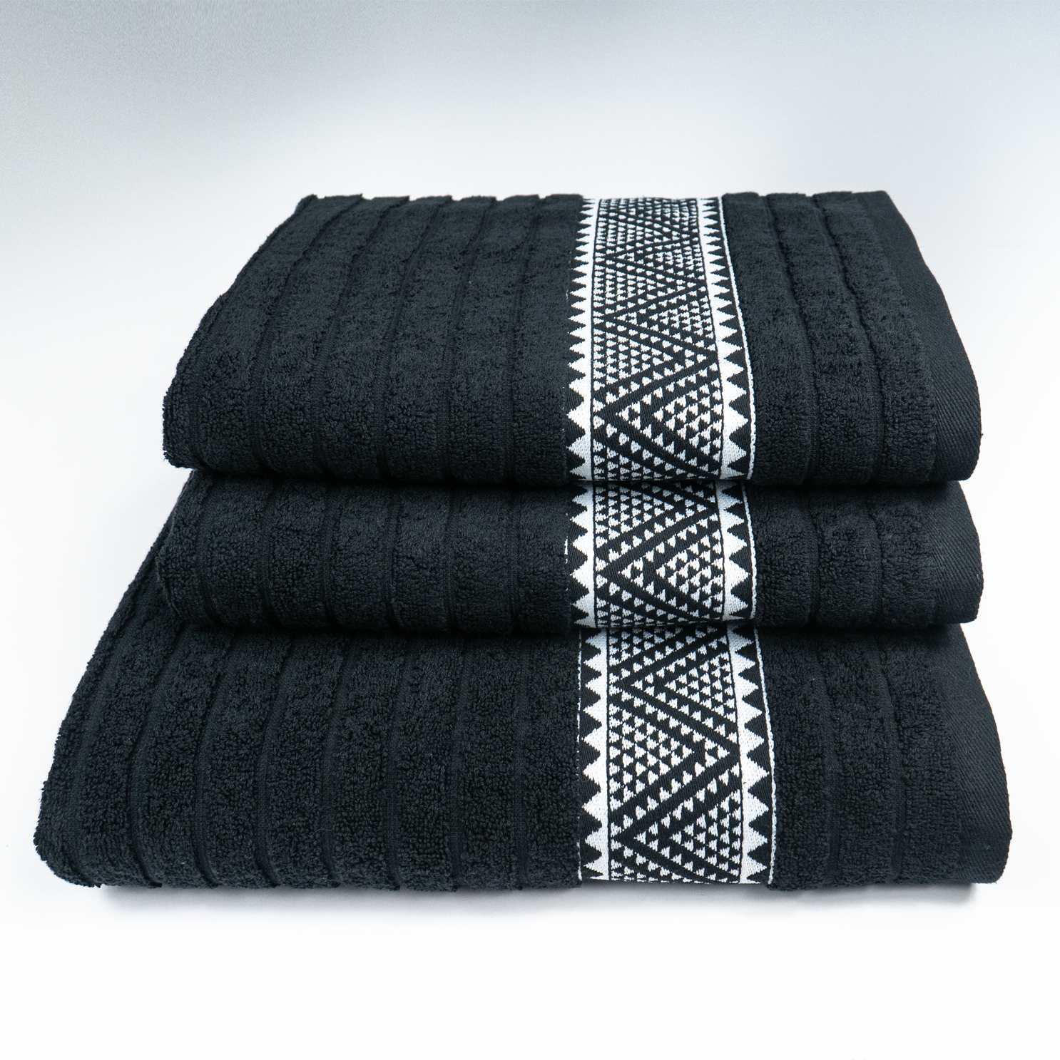 Комплект махровых полотенец GM Textile Зипп 3 шт. Черный (500-k-zipp-black)