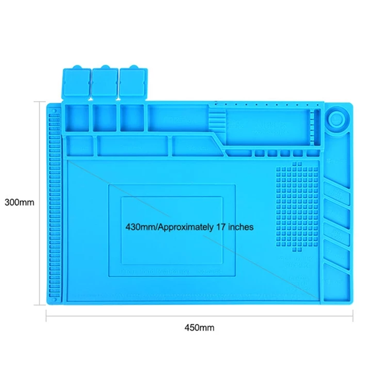 Мат для ремонту техніки AIDA S-160 силіконовий/термостійкий 450x300 мм Blue (2000990249791) - фото 8