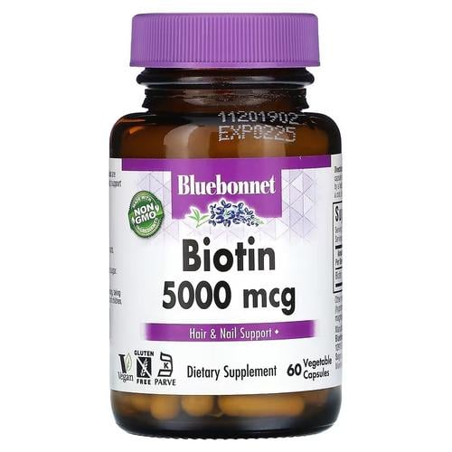 Биотин B-7 Bluebonnet Biotin 5000 mcg 60 капс. (BLB-00447)