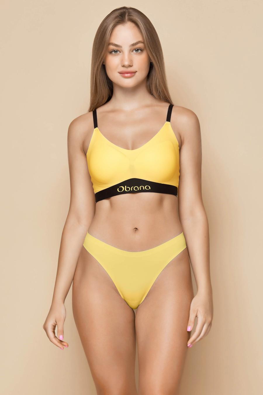 Комплект белья Anabel Arto бюстгальтер с мягкой чашкой/трусики бразилиана 80B-C/L Светло-желтый (35444/76463)