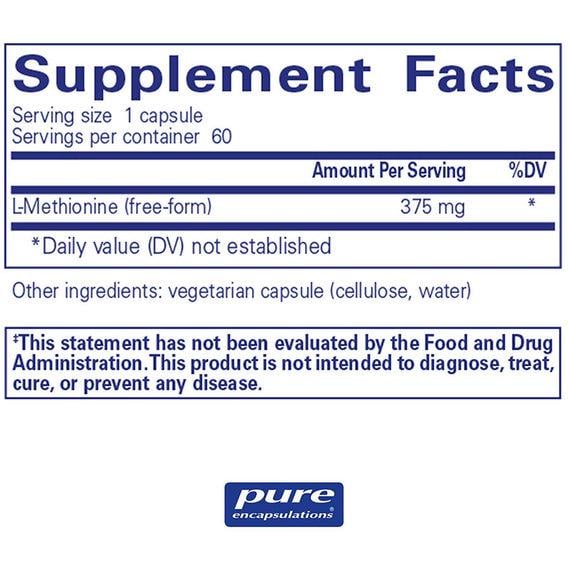 Метіонін Pure Encapsulations L-Methionine 60 Caps (PE-00184) - фото 2