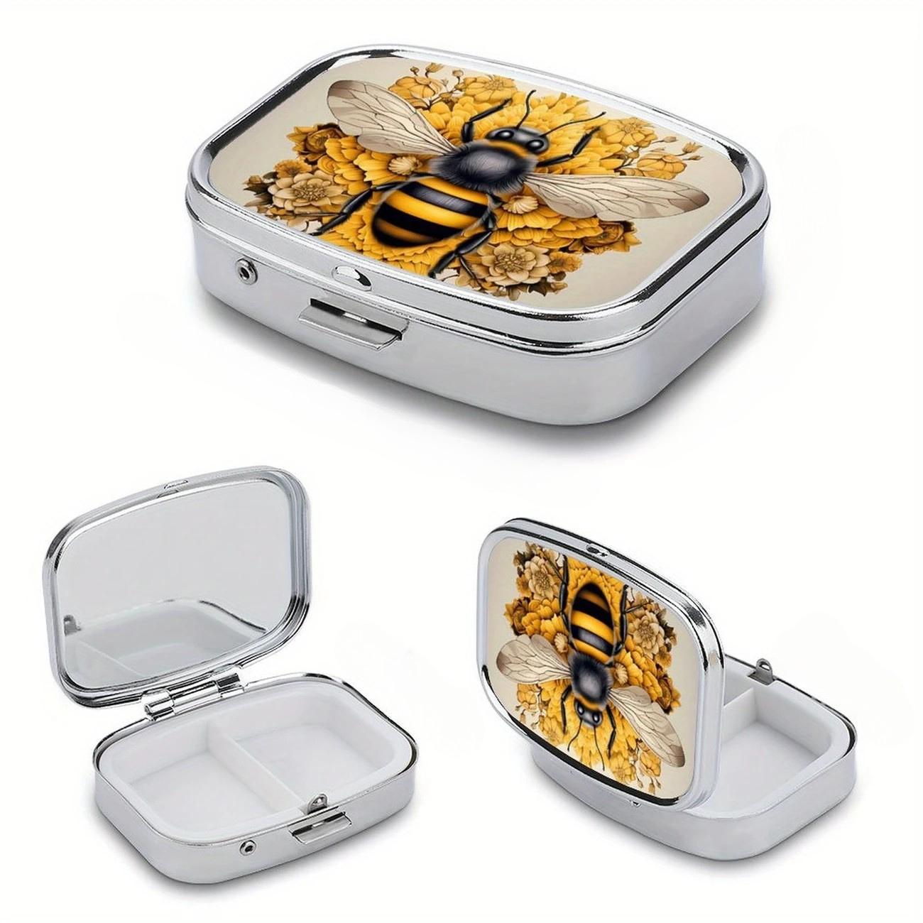 Таблетница Пчела металлическая на два отделения 5,5х4х1,5 см Разноцветный (D-0105) - фото 2 Таблетница Пчела металлическая на два отделения 5,5х4х1,5 см Разноцветный (D-0105) - фото 2