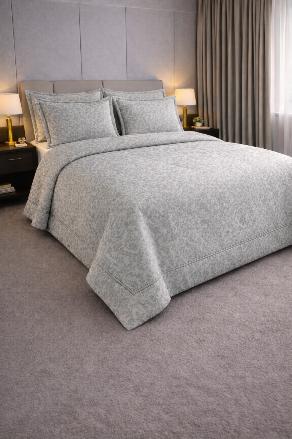 Покривало бавовняне євро 240x260 см з 2 наволочками 50х70 см Ссірий (TC303376213)