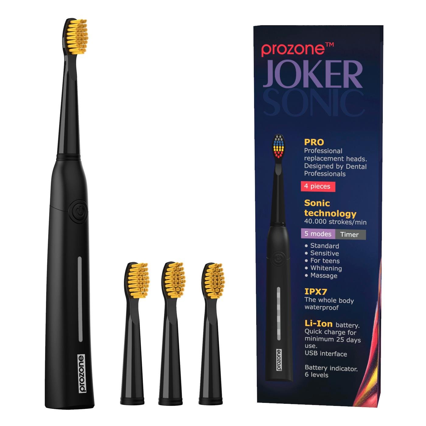 Звуковая зубная щетка ProZone JOKER Classic Black Звуковая зубная щетка ProZone JOKER Classic Black