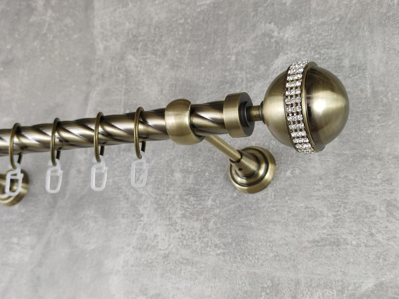 Карниз MStyle металлический для штор однорядный Авея 25 мм крученый 400 см Антик (5011800)