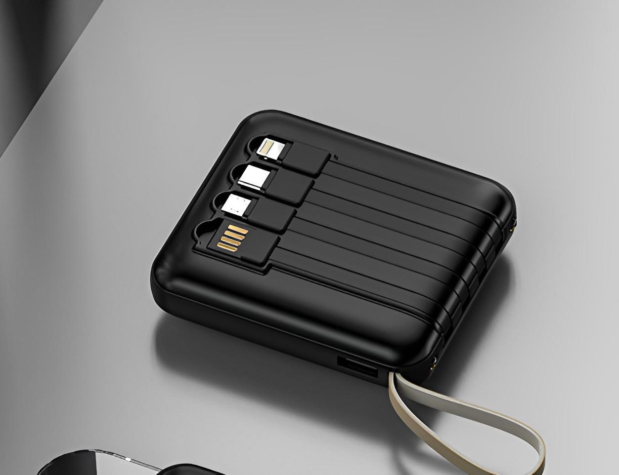 Повербанк карманный со встроенными шнурами 10000 mAh (1312) Повербанк карманный со встроенными шнурами 10000 mAh (1312)