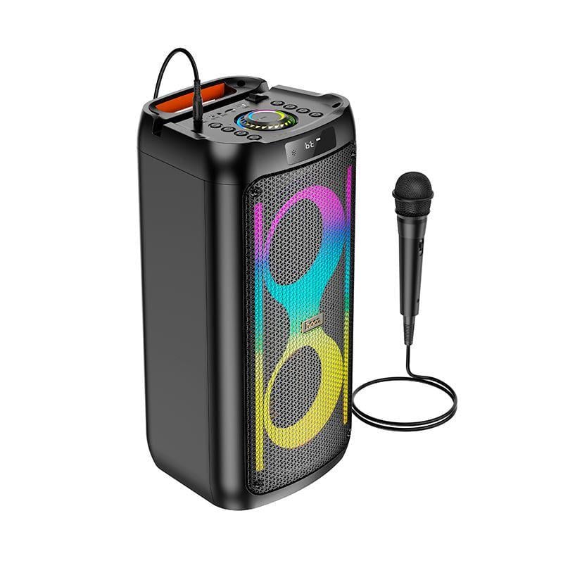Портативная колонка-караоке Hoco HA6 с RGB подсветкой Black