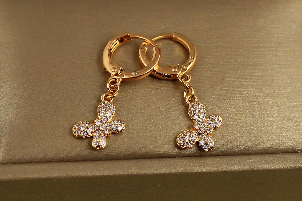 Серьги подвески детские Xuping Jewelry игривый бабочка 2,7 см Золотистый (31258956)
