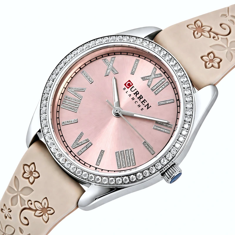 Годинник жіночий Curren Silvia Beige Flower 2 ремінці