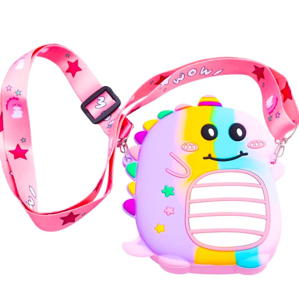 Сумочка-гаманець Динозавр силіконовий на блискавці 12х11х3 см Бузковий (HP-55-4V)