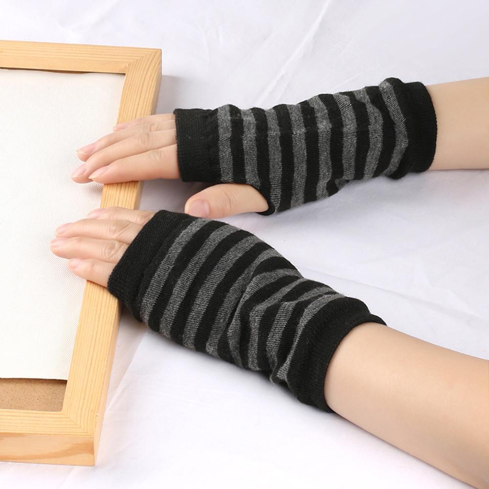 Митенки короткие в полоску One Size Черно-серый (3611)