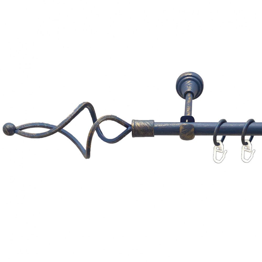 Карниз металлический Orvit Ажур Волнистый однорядный открытый/гладкая труба/кольцо металлическое Голубь Золотая 16 мм 240 см (00-00009120)