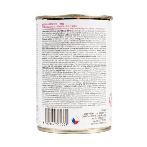 Корм влажный Brit Mono Protein Lamb для собак с ягнятиной 400 г - фото 3 Корм влажный Brit Mono Protein Lamb для собак с ягнятиной 400 г - фото 3