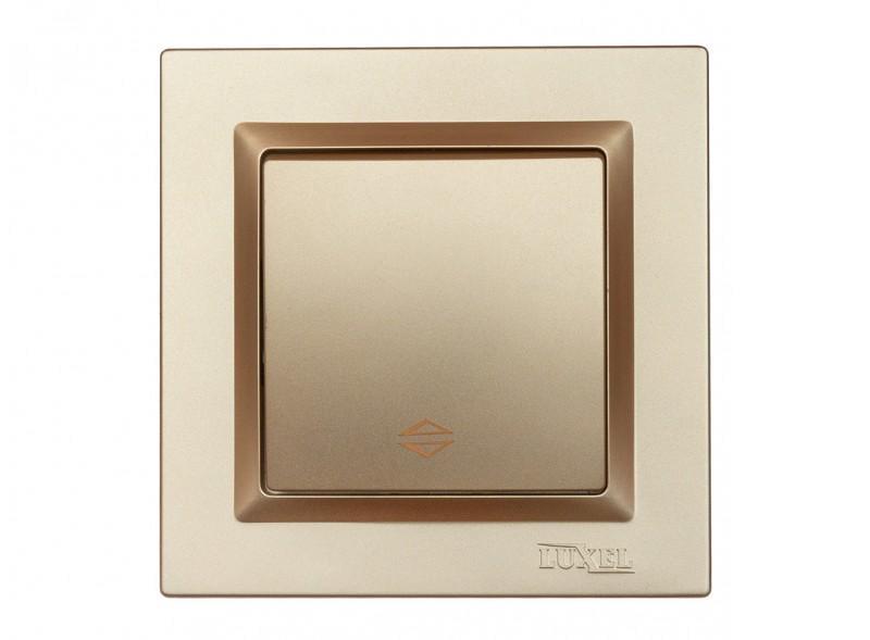 Выключатель одноклавишный проходной Luxel JAZZ 9615+9315 с кремовым механизмом Бронзовый (27552199)