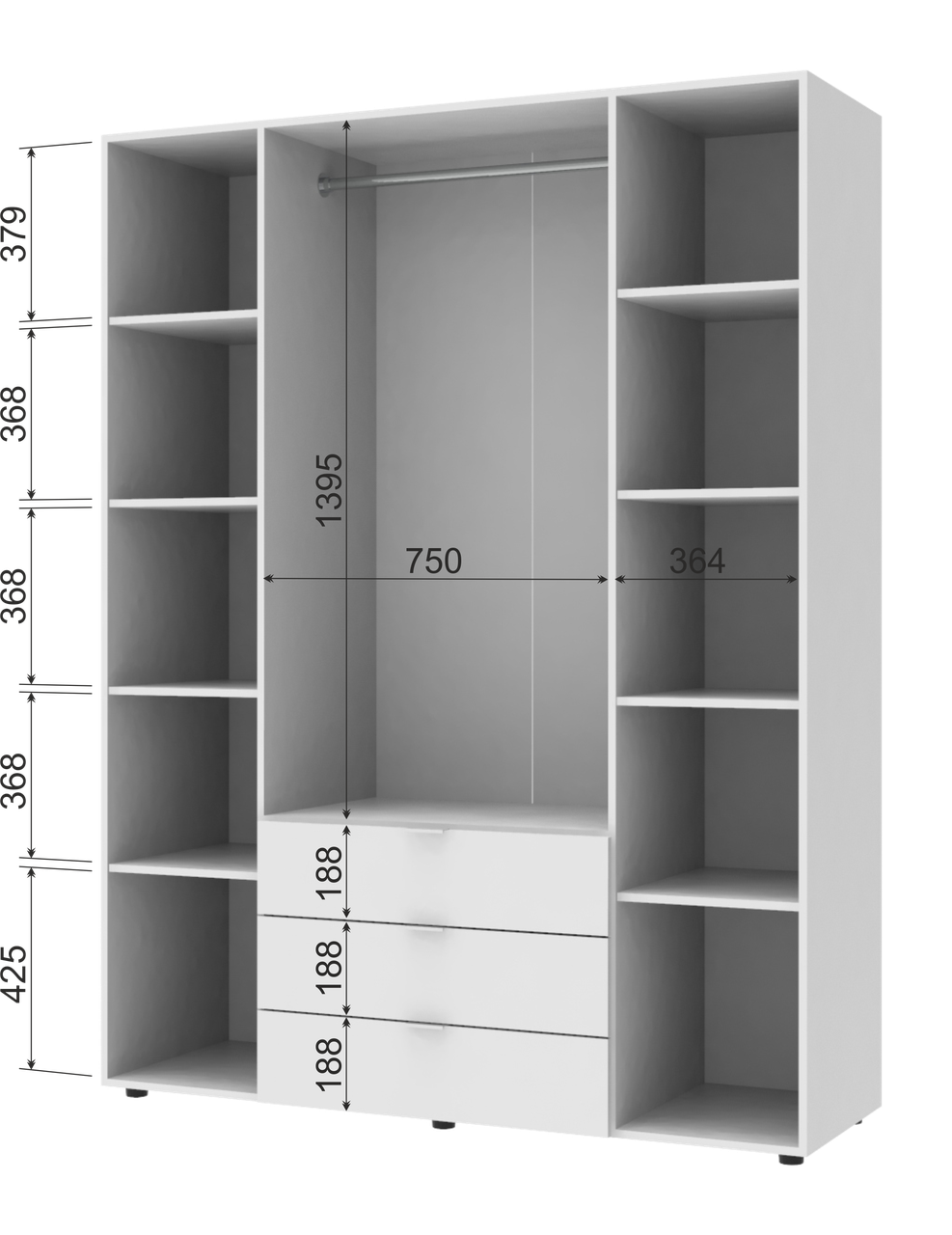 Шкаф для одежды Doros Гелар 2 шт. 271,2х49,5х203,4 см Сонома - фото 4 Шкаф для одежды Doros Гелар 2 шт. 271,2х49,5х203,4 см Сонома - фото 4