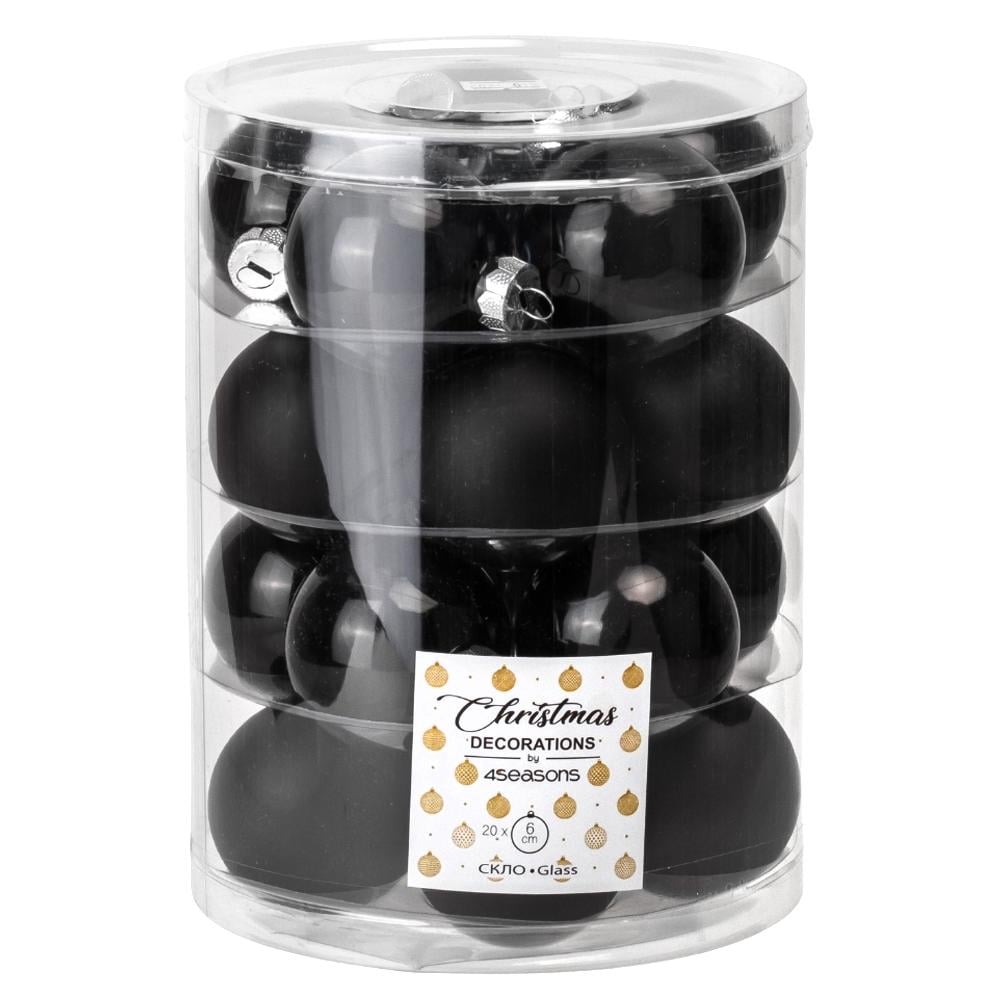 Набор елочных шаров стеклянных Тепло Рождества 6 см 20 шт. Черный (6024-012)