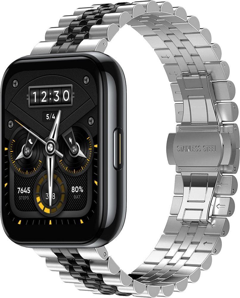 Браслет металлический Stech Line для Realme Watch 2/2 Pro Silver Black (37280-69)