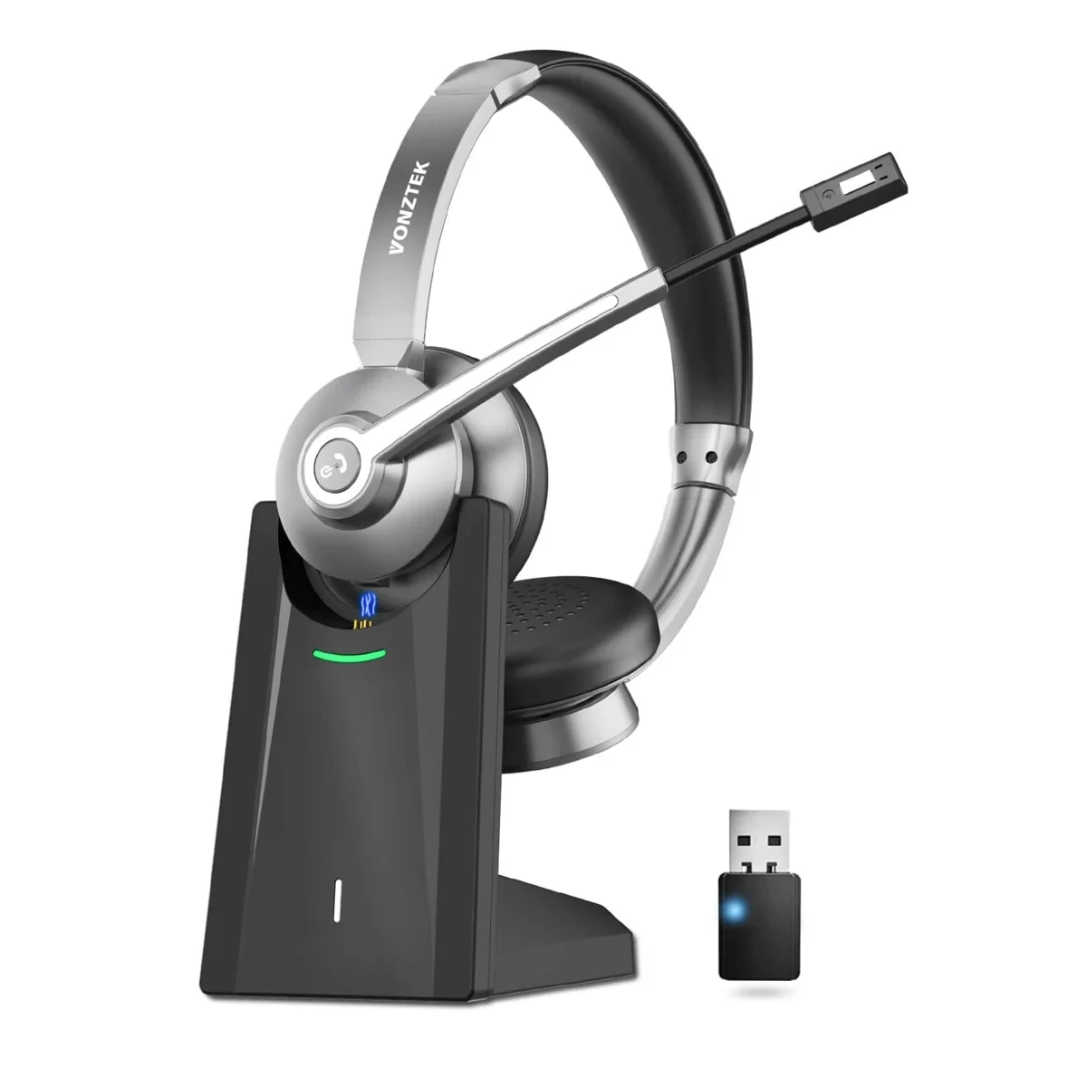 Навушники з мікрофоном Bluetooth BT786C-D бездротові з шумопоглинанням USB адаптер/зарядна база 26 годин роботи (2992985100)