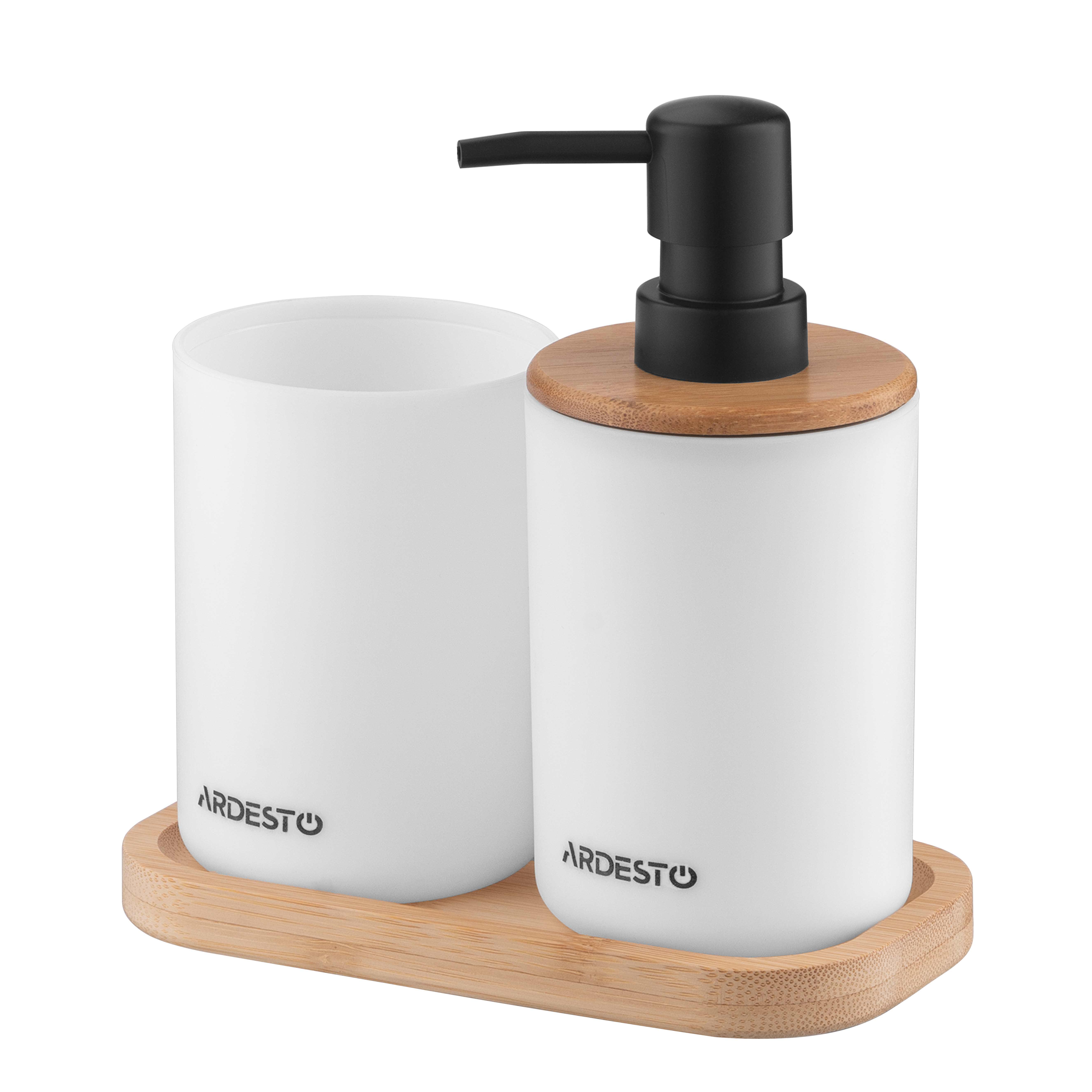 Набор для ванной Ardesto Minimalism 360 мл 3 пр. полипропилен бамбук Белый (ARHB3110WB)