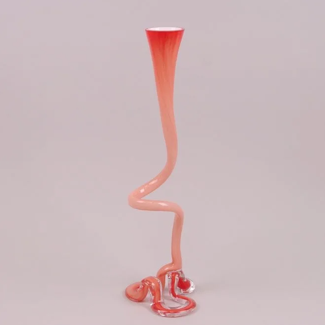 Ваза стеклянная фигурная Flora 60 см Красный (8198)