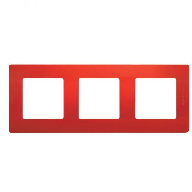 Рамка 3 поста Legrand 672533 Etika пластик Красный (11585763)