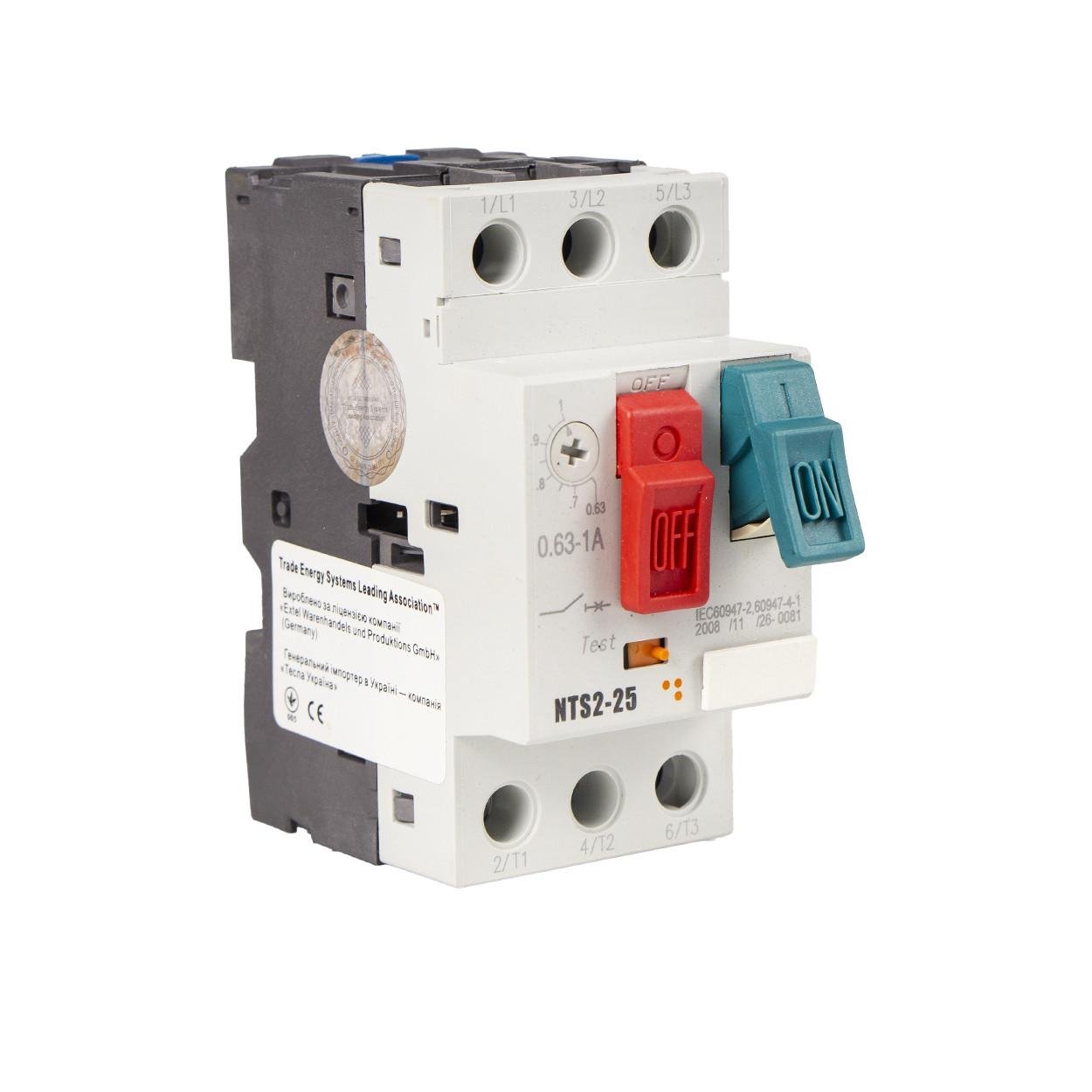 Автоматический выключатель защиты двигателя TESLA NTS2-25 0,63-1A (205)