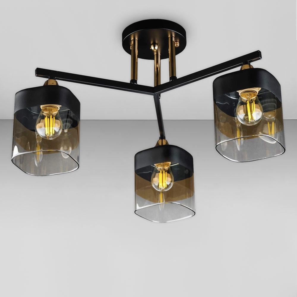 Люстра потолочная Light House DL-18661/3 Черный с золотым/Черный/Шампань