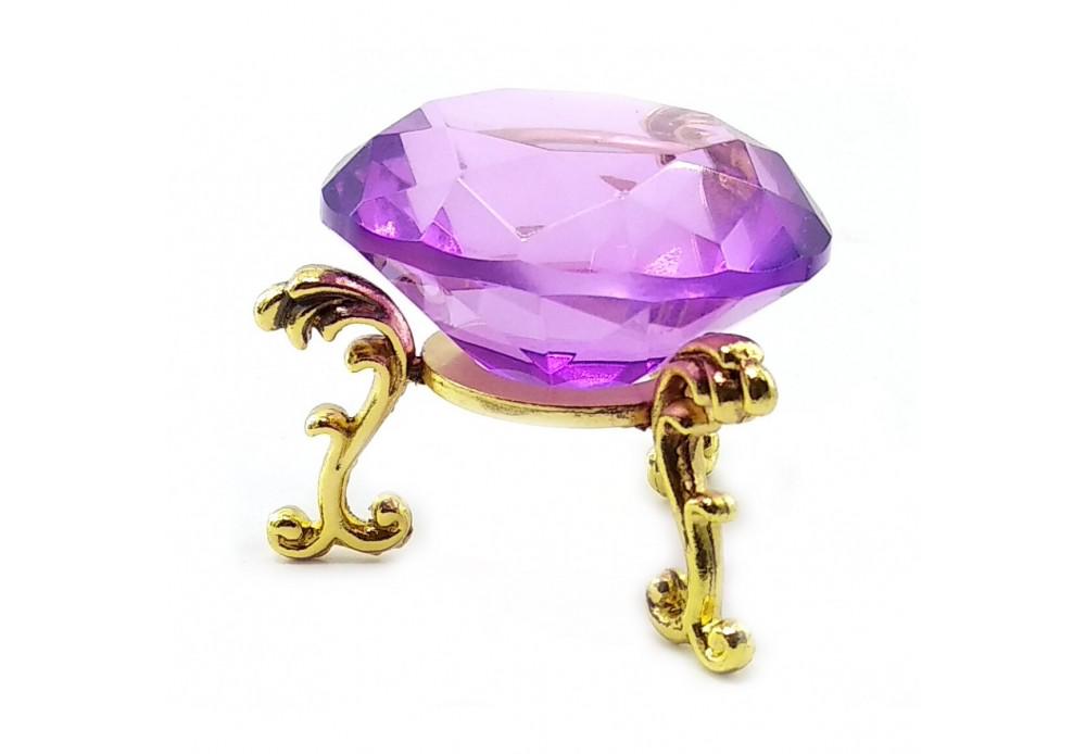 Статуэтка кристалл хрустальный на подставке фиолетовый 5 см