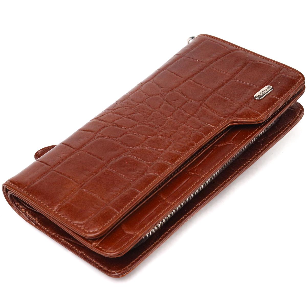 Портмоне-клатч женский из натуральной фактурной кожи Canpellini Wallet 21544 Коричневый (55325)