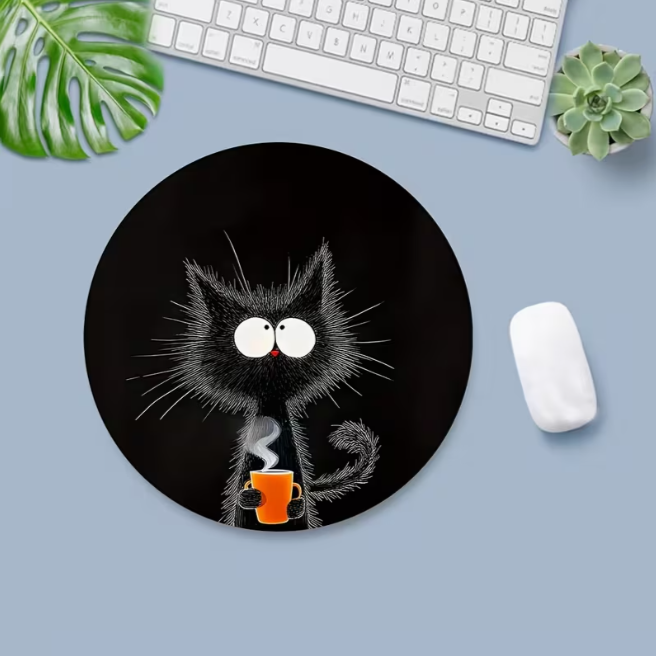 Коврик для мышки круглый Нескользящий резиновый 20 см Черный (Н-1016)