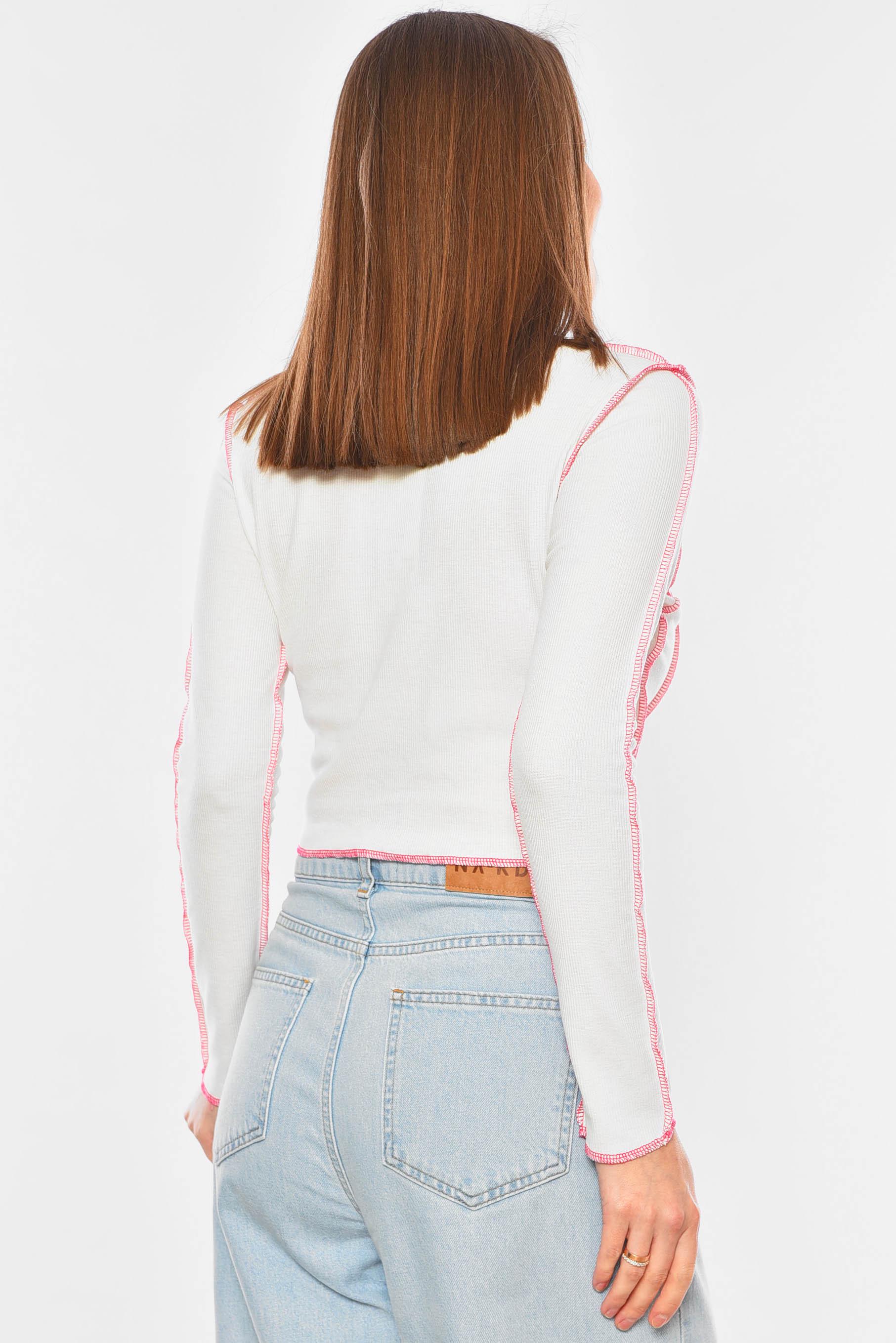 Кофта жіноча 201338 в рубчик M-L Білий (201338_!312596_44-46) - фото 3 Кофта жіноча 201338 в рубчик M-L Білий (201338_!312596_44-46) - фото 3