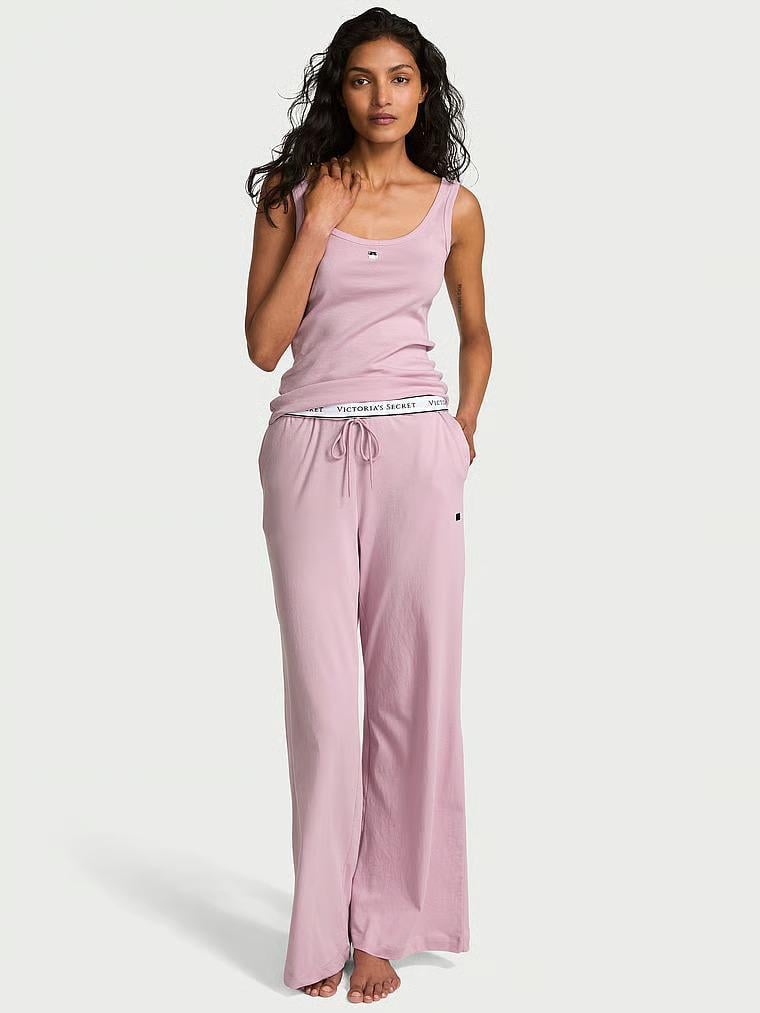 Пижама хлопковая Victoria's Secret 100% Cotton Tank Long Pajama Set Regular M Фиолетовый (271385753)