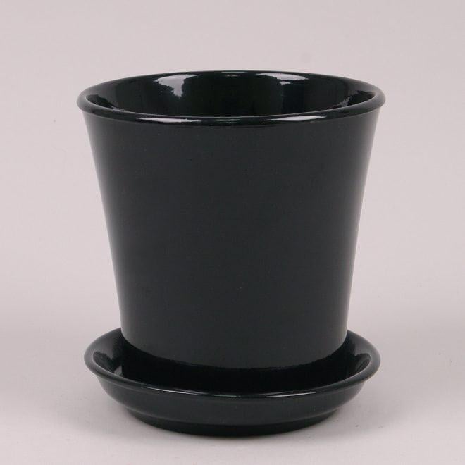 Горшок керамический Flora Вуаль глянец 4 л Черный (10094)