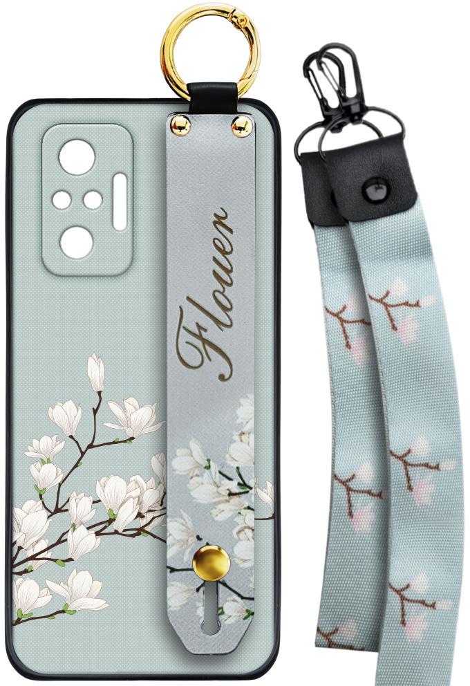 Чехол SHLab для Xiaomi Redmi Note 10 Pro Flower White + два ремешка с карабином (25868)