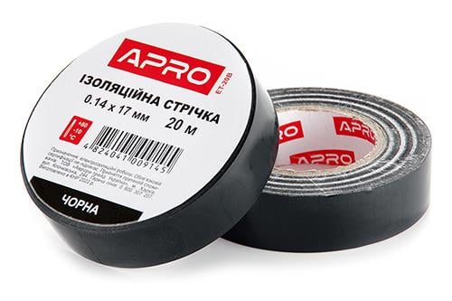 Ізострічка Apro 140 мкм 17 мм 20 м 1 шт. Чорний