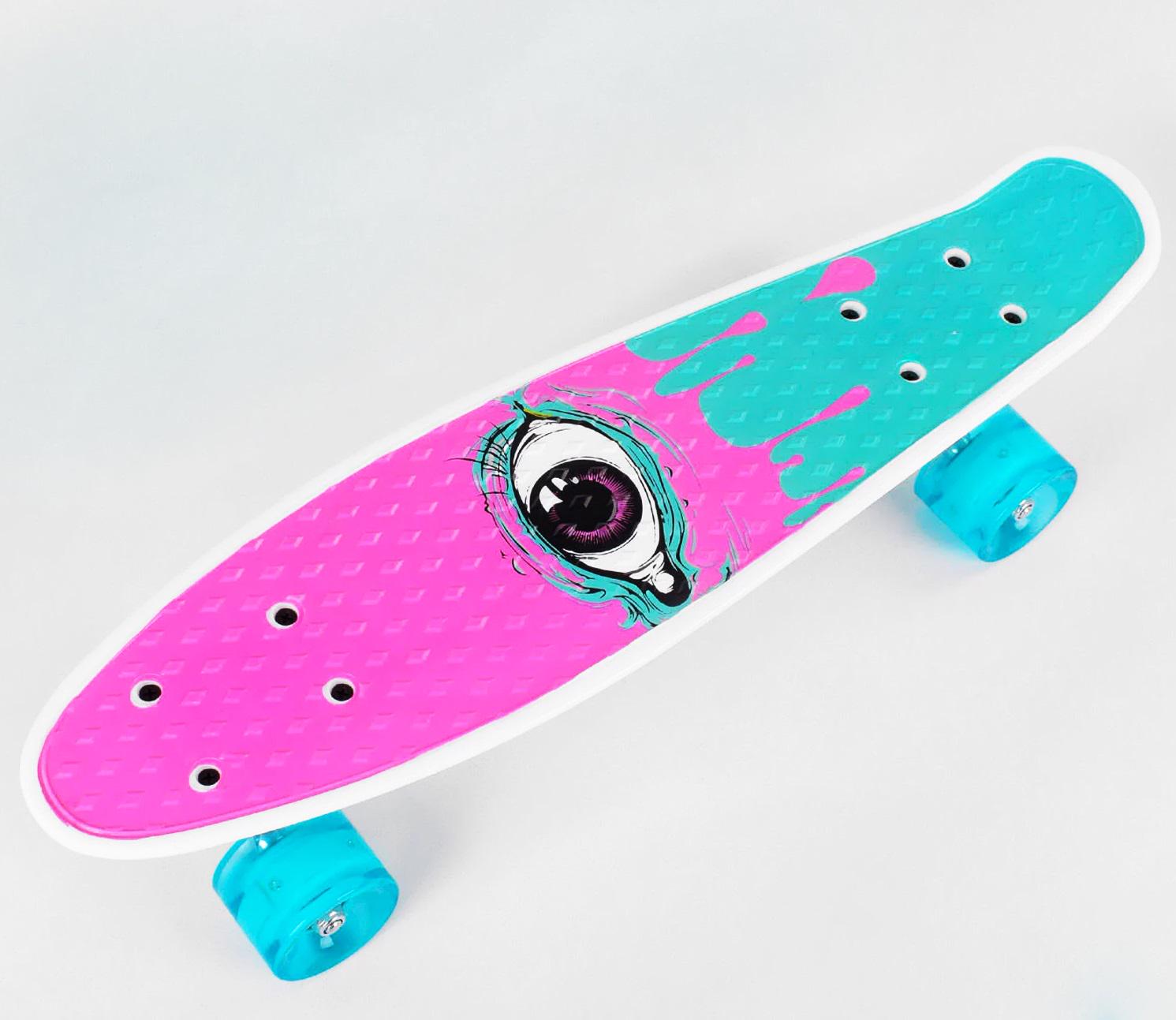 Скейт Пенні борд Best Board Pink Eye колеса PU що світяться (97406)