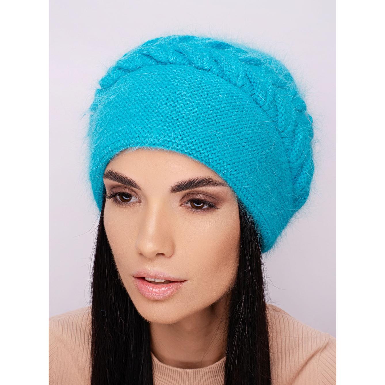 Шапка женская ангоровая двойная с объемным узором зимняя Leks Ванесса Бирюзовый - фото 1 Шапка женская ангоровая двойная с объемным узором зимняя Leks Ванесса Бирюзовый - фото 1