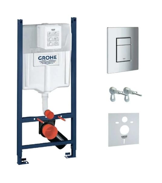 Инсталляция для подвесного унитаза Grohe Rapid SL 4в1 с квадратной клавишей Хром глянец (3873200A)