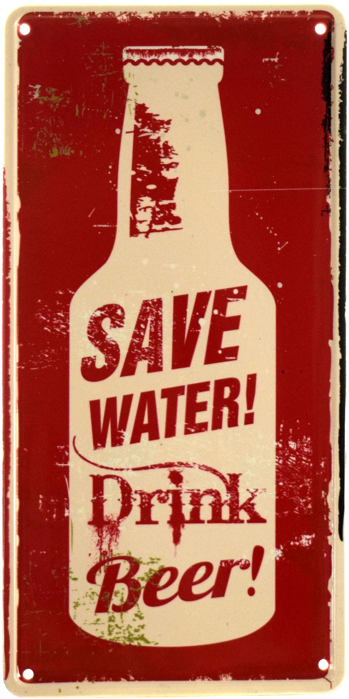 Табличка металлическая Экономьте Воду! Пейте Пиво!/Save Water! Drink Beer! 15x30 см